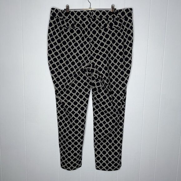 Talbots Women’s Hampshire Ankle Pants Lattice Jacquard Print Black Size 16 - Picture 2 of 5